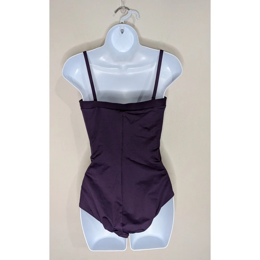 Miraclesuit Womens Purple Ruched Underwire One Piece Swimsuit Size 10 C362642